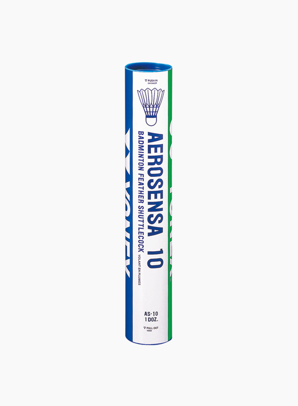Yonex Aerosensa AS-10 Feather Badminton Shuttlecock – White, Medium Speed, Tube of 12