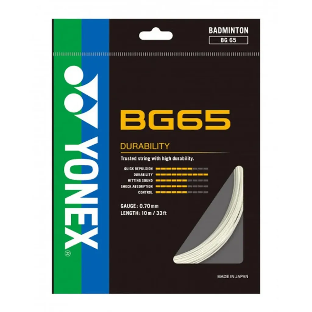 Yonex BG65 Badminton String – 0.70mm Gauge, 10m Length