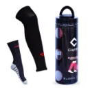 Captain Nylon Football Socks with Leg Sleeves Set for Men (Ankle Length Socks + Over-the-Knee Sleeves)