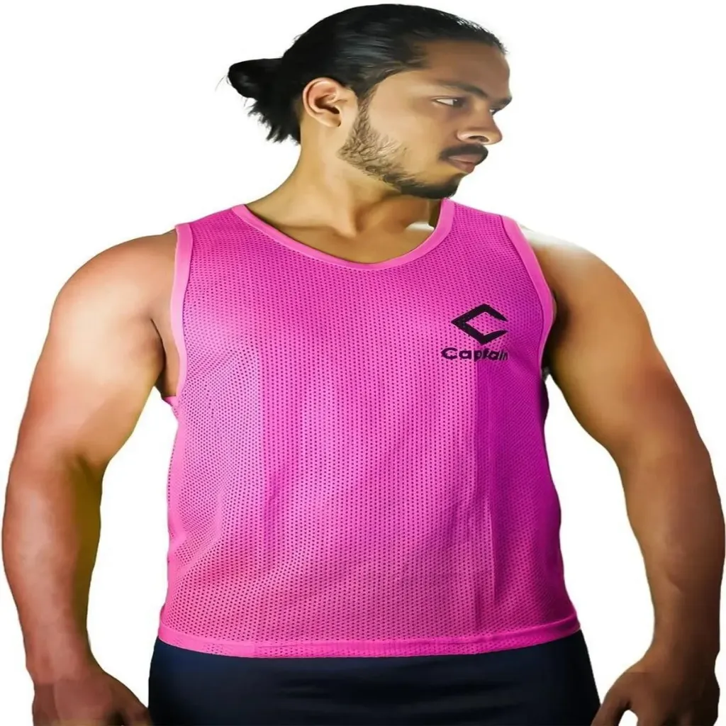 Unisex Sports Bib Round Neckline Dotted Polycotton Pink – X-Small