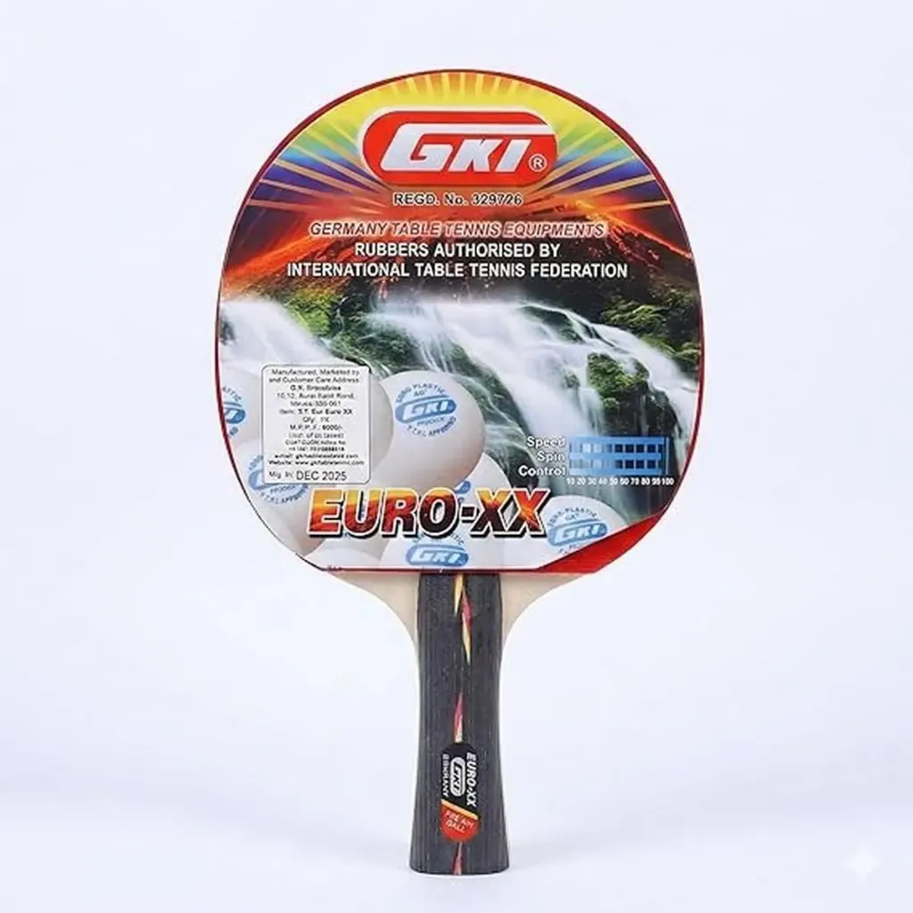 GKI Euro XX Table Tennis Bat with 5 Ply Blade and Flared Handle