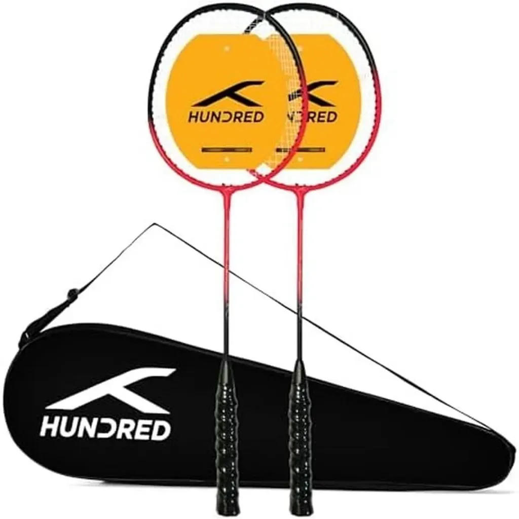 Hundred Powertek Ultra X Badminton Racket Set with Full Cover (Pack of 2, Pre-Strung)