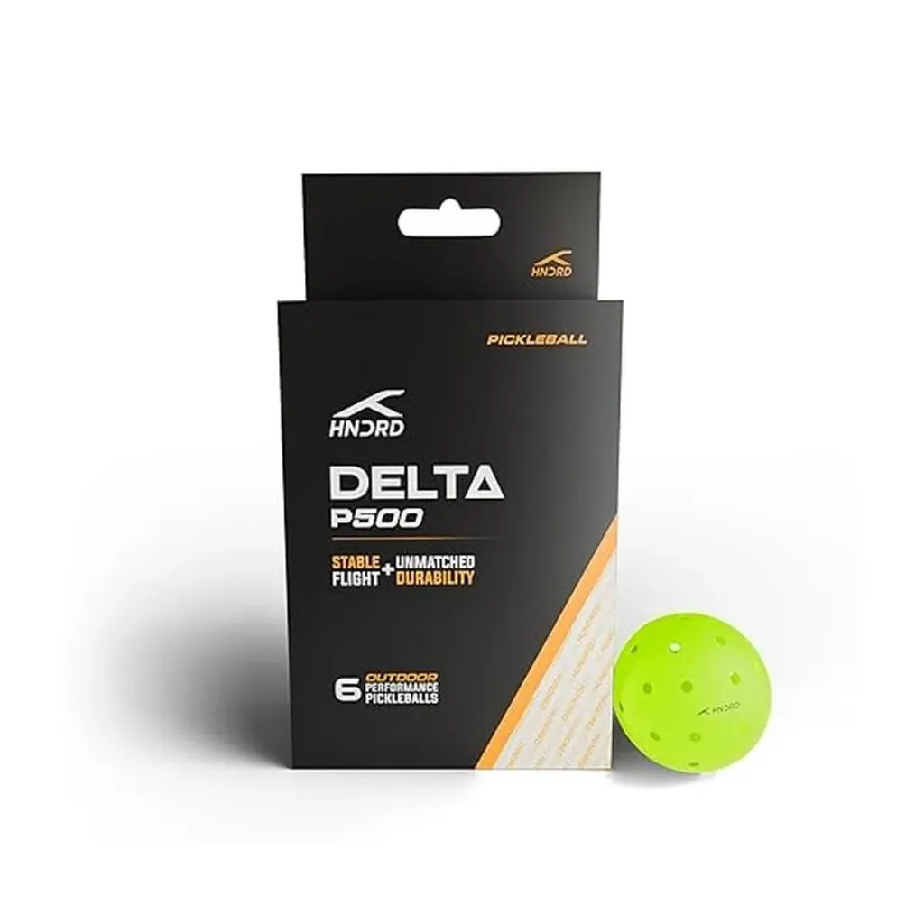 Hundred Delta P500 Pickleball Balls Pack of 6 – USA Pickleball Approved, 40 Hole Design, Neon Yellow