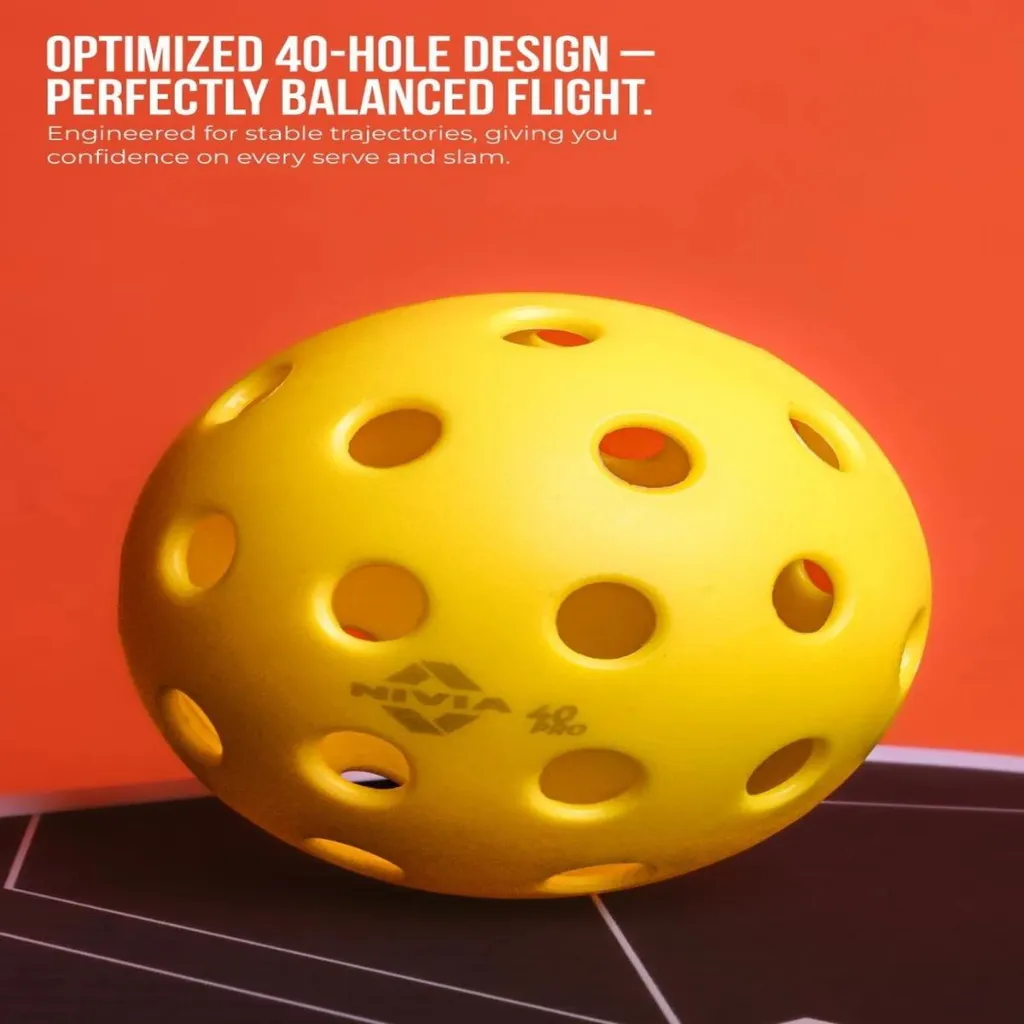 NIVIA Pickleball Ball – 40 Hole Pattern, Polypropylene Build