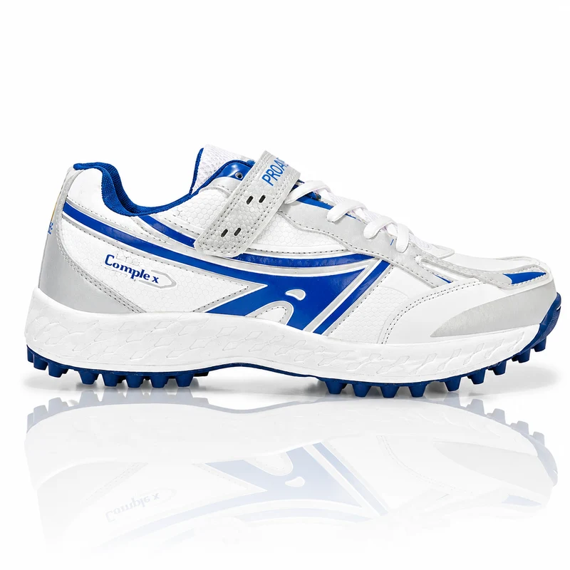 Proase CG102 Cricket Shoes White Blue Lace-Up Rubber Sole (UK 3)