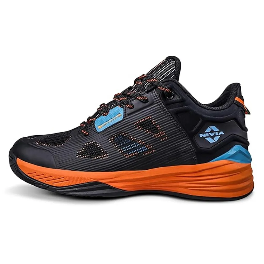 Nivia Basket Ball Shoe - Skyrush Black/Orange (UK 9)