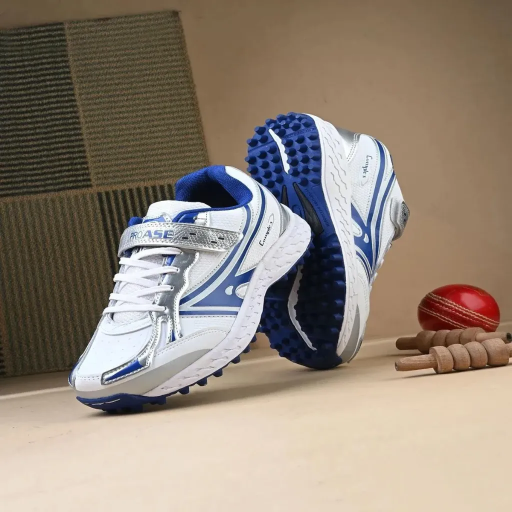 Proase CG102 Cricket Shoes White Blue Lace-Up Rubber Sole (UK 6)