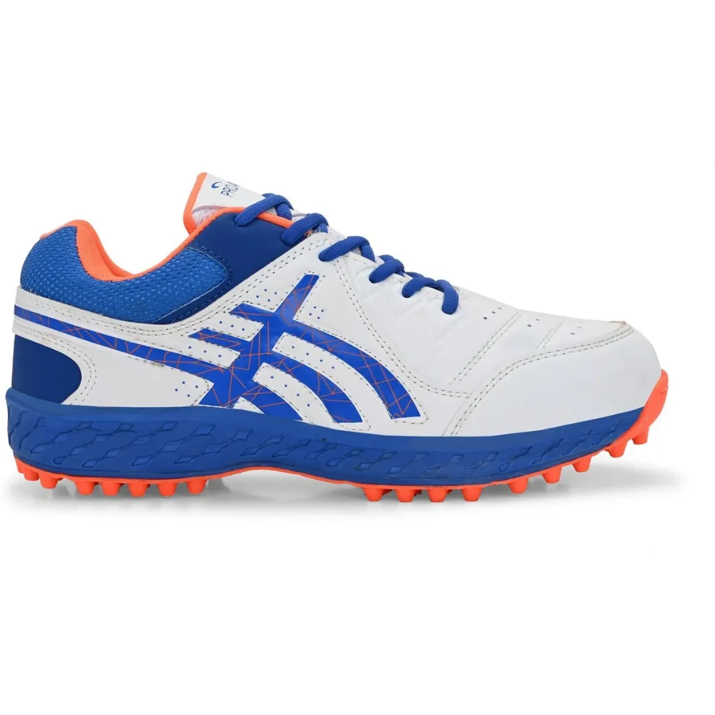Proase CG-111 Cricket Shoes with Rubber Studs and EVA Midsole Blue/Orange (UK 3)
