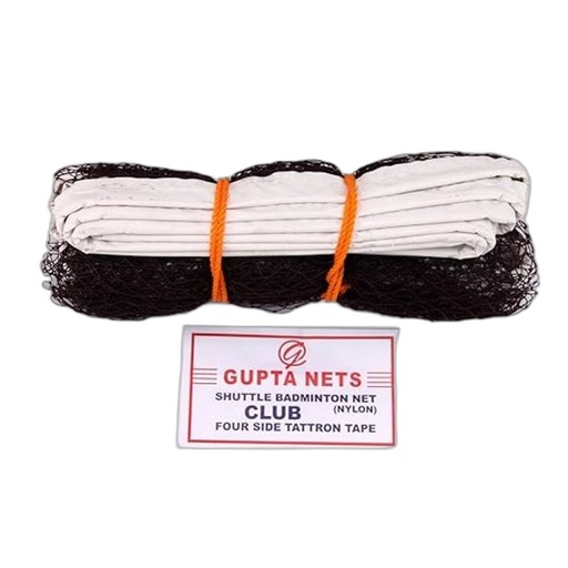 GUPTA SHUTTLE BADMINTON NET NYLON- 4 SIDE TETRON TAPE CLUB